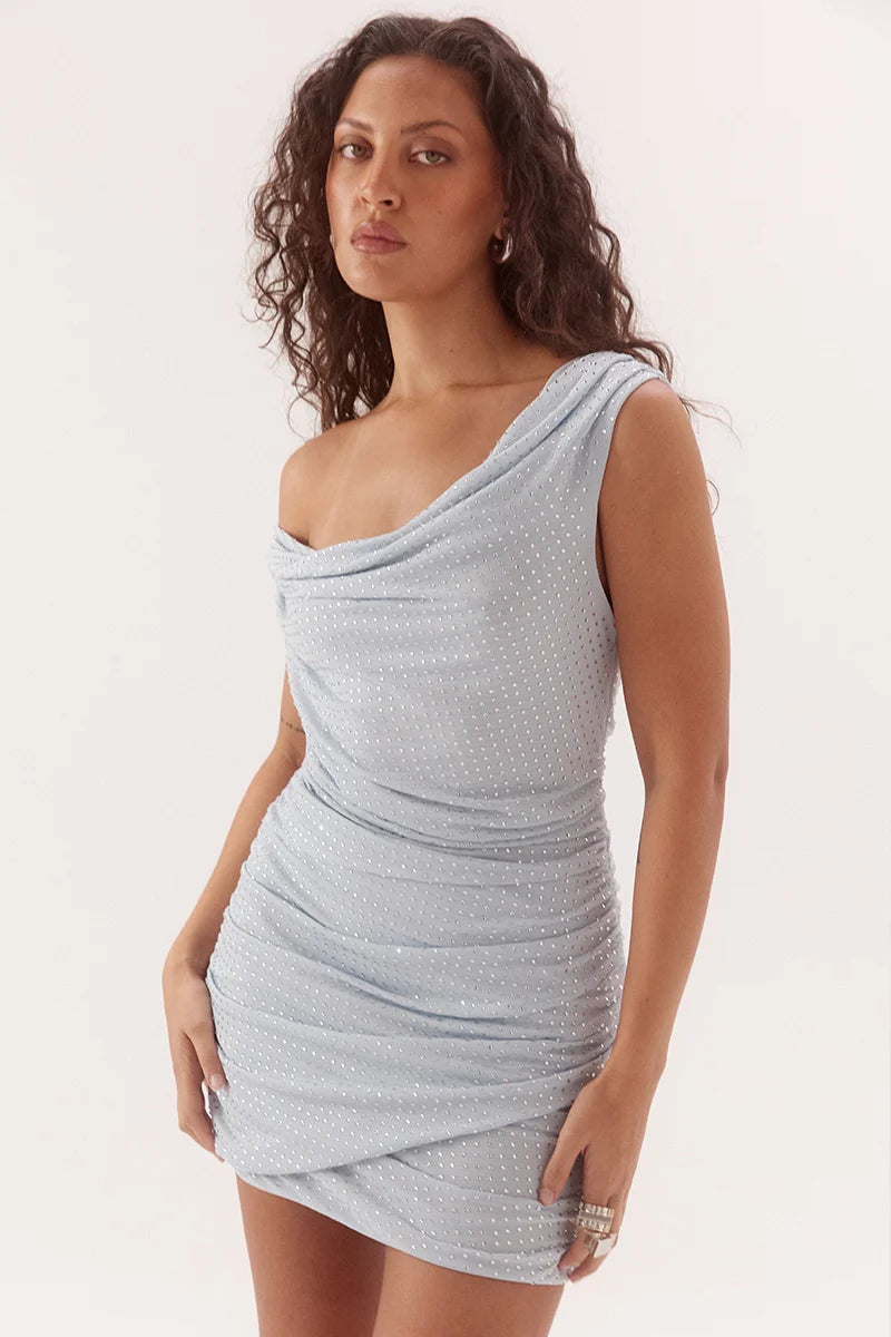 Elysian Collective Sovere Studio Kleio Crystal Mini Dress Moonbeam