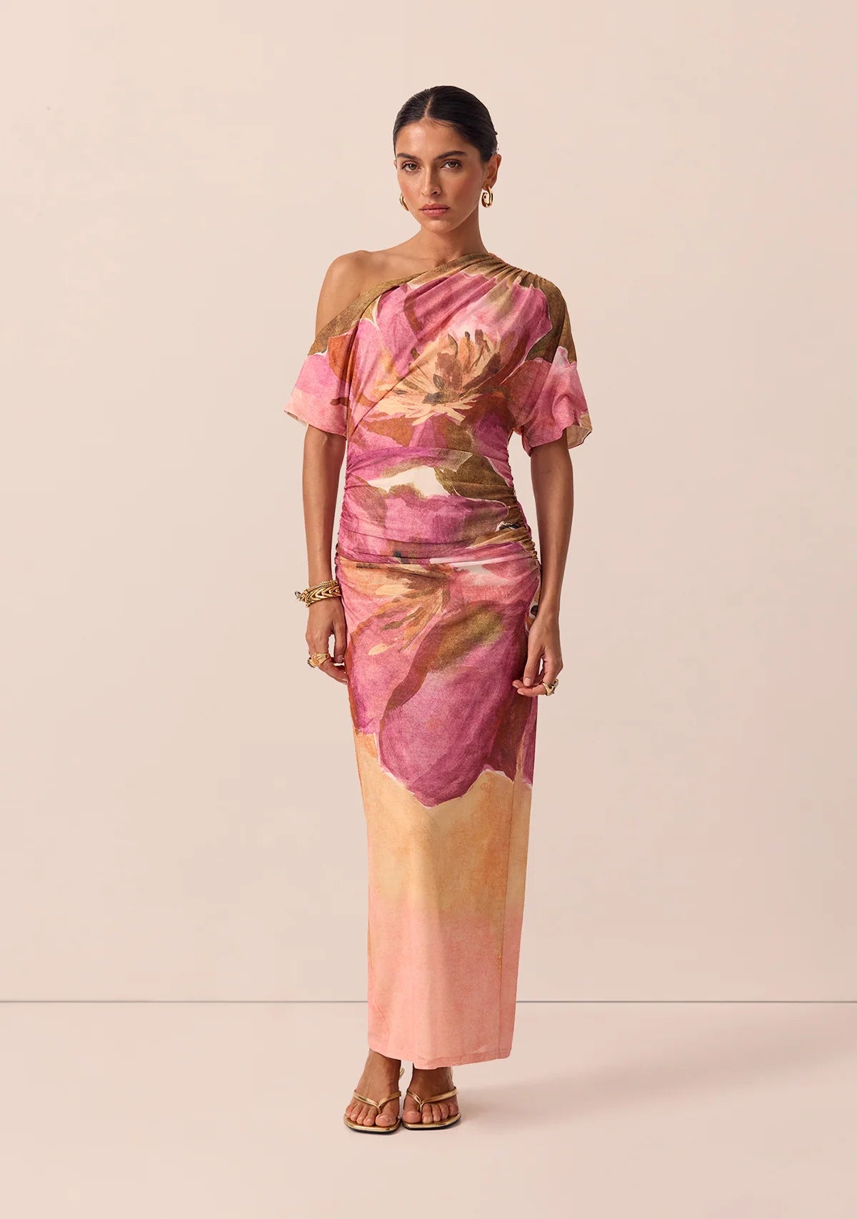 Elysian Collective MOS Peach Blossum Mesh Dress