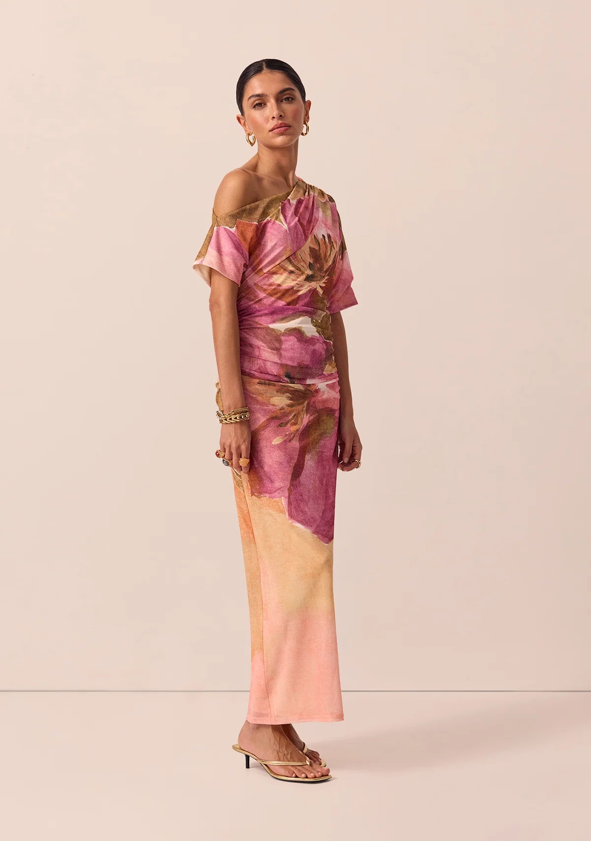 Elysian Collective MOS Peach Blossum Mesh Dress