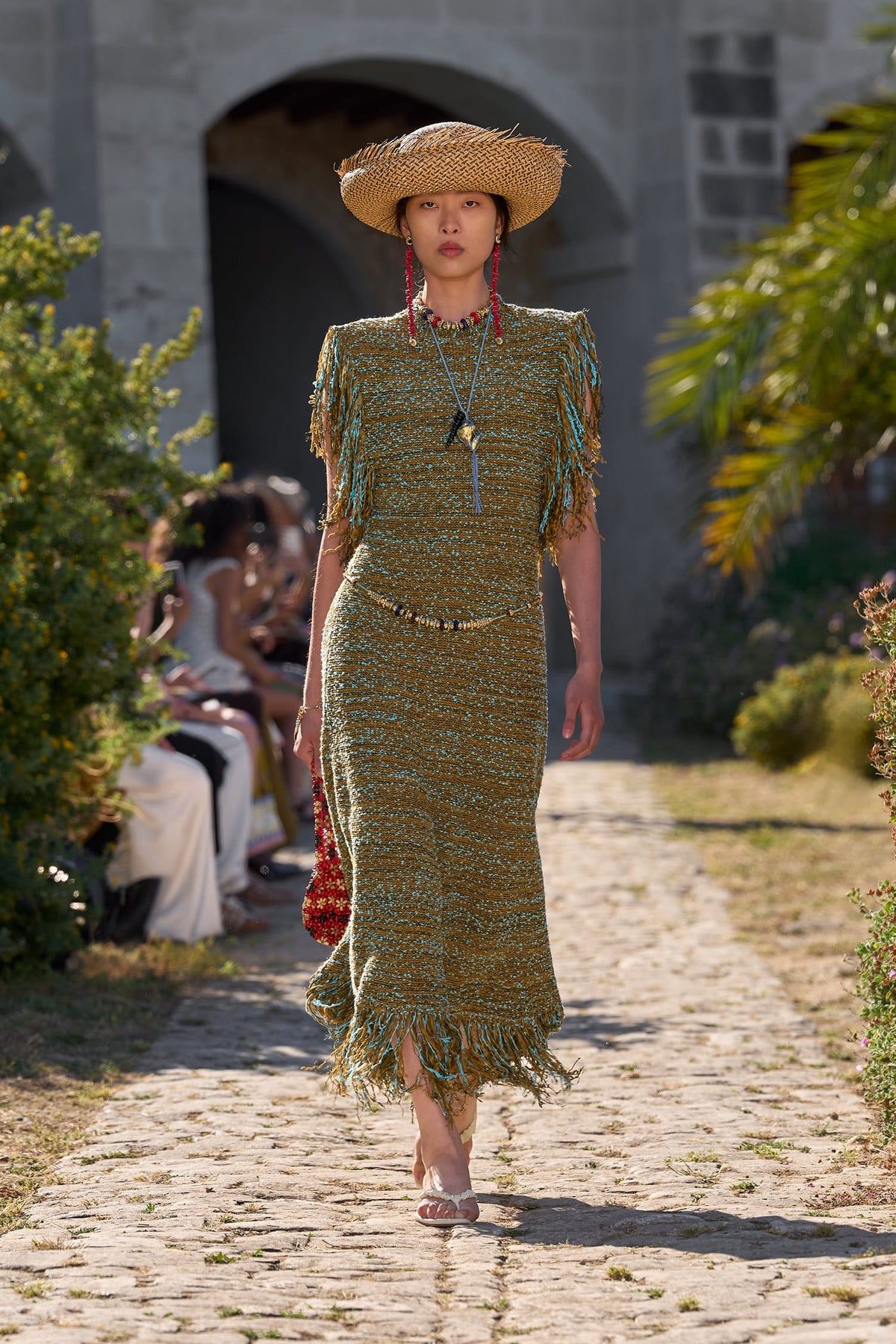 Elysian Collective Alemais Nieve Sequin Knit Midi Dress Khaki