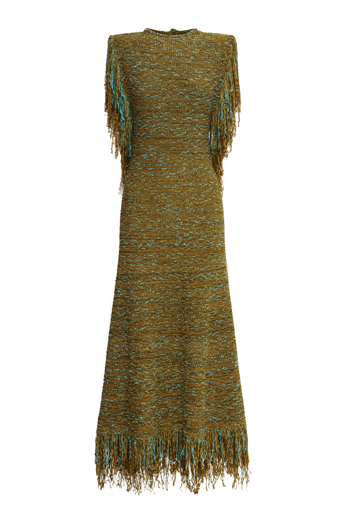 Elysian Collective Alemais Nieve Sequin Knit Midi Dress Khaki