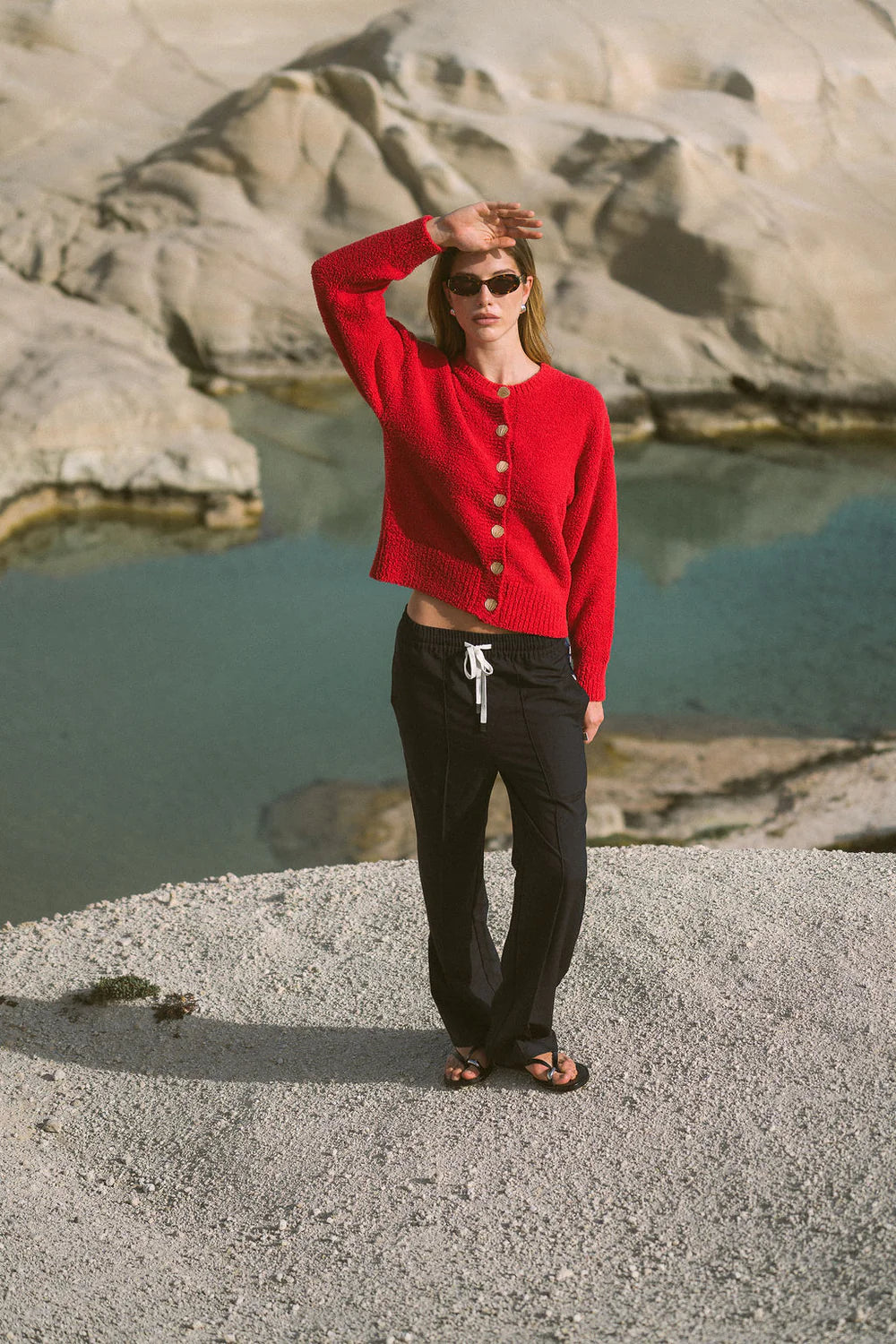 Elysian Collective Araminta James Aimes Shell Cardigan Deep Coral
