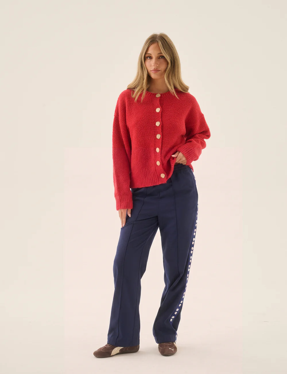 Elysian Collective Araminta James Aimes Shell Cardigan Deep Coral