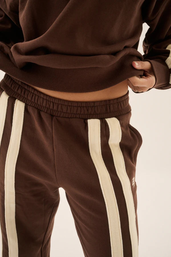 Elysian Collective Araminta James AJ Logo Stripe Trackpant Chicory Coffee