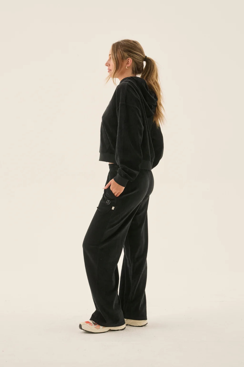 Elysian Collective Araminta James AJ Velour Hoodie Noir