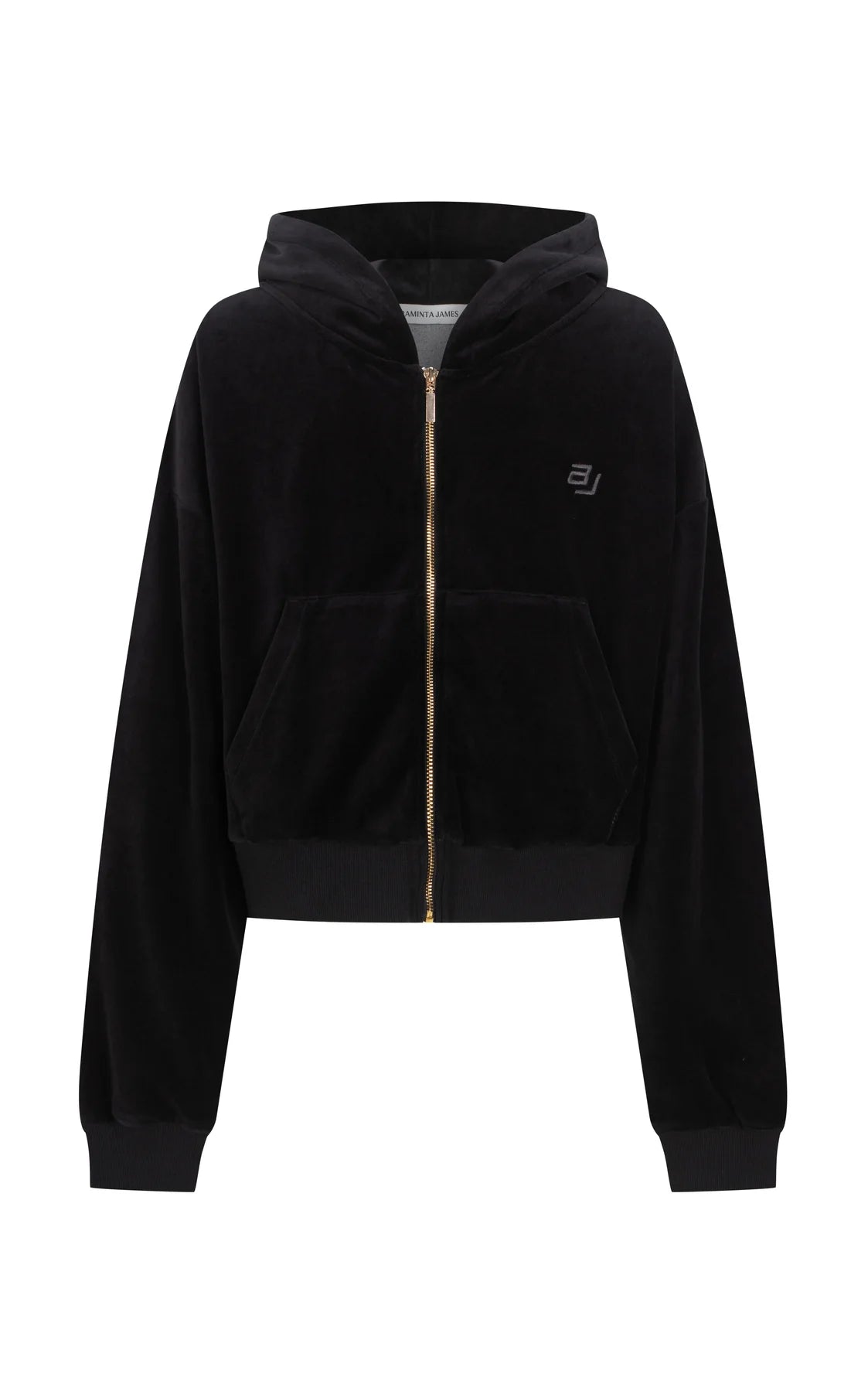 Elysian Collective Araminta James AJ Velour Hoodie Noir