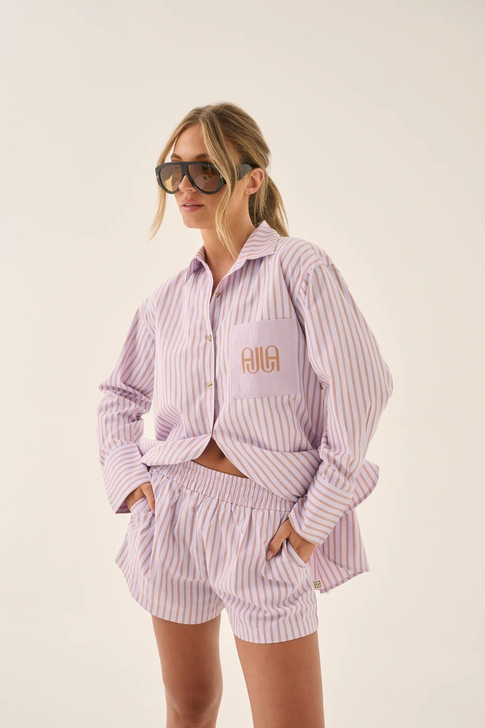 Elysian Collective Araminta James Ajja Stripe Shirt Lavender