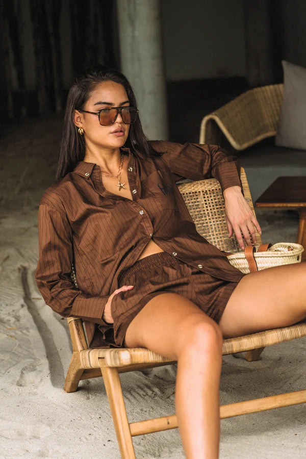 Elysian Collective Araminta James Ajja Stripe Shirt Mocha