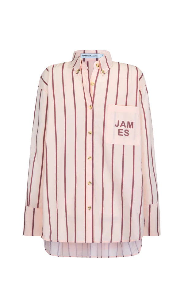 Elysian Collective Araminta James Alpine Cotton Stripe Shirt Light Blush