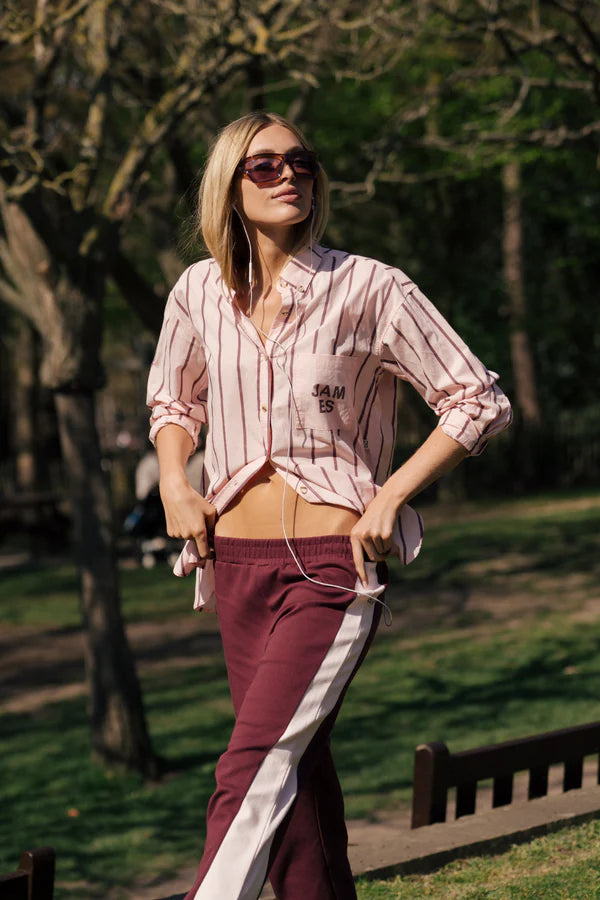 Elysian Collective Araminta James Alpine Cotton Stripe Shirt Light Blush