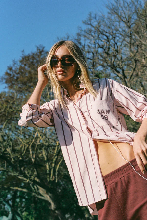 Elysian Collective Araminta James Alpine Cotton Stripe Shirt Light Blush