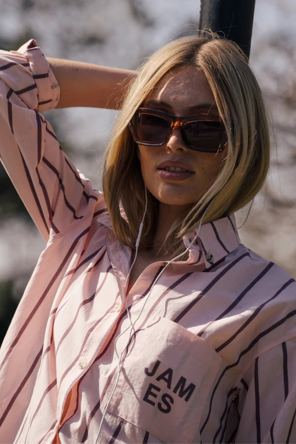 Elysian Collective Araminta James Alpine Cotton Stripe Shirt Light Blush