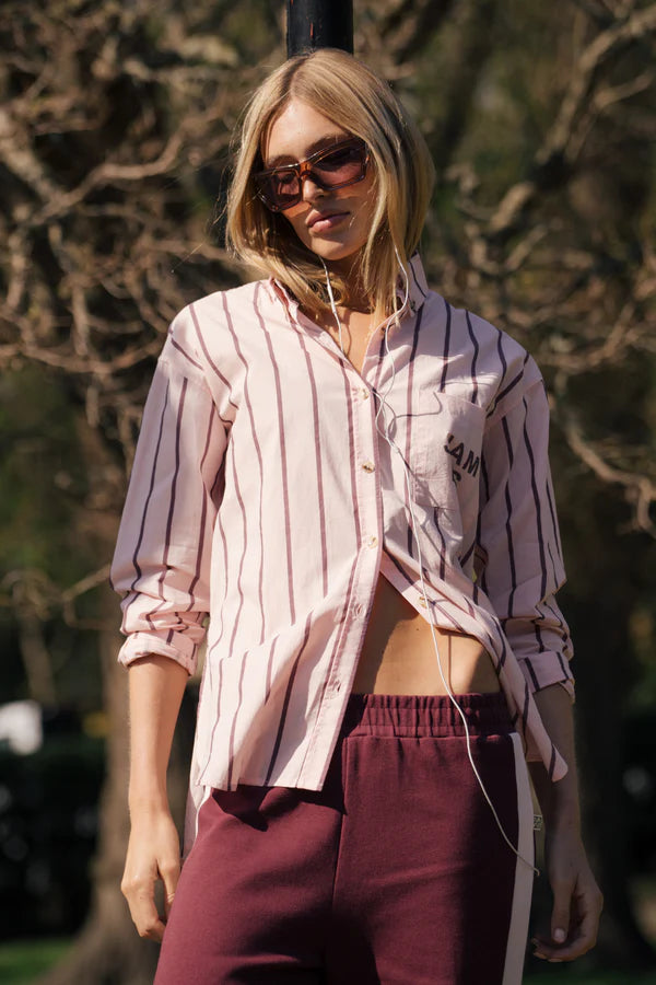 Elysian Collective Araminta James Alpine Cotton Stripe Shirt Light Blush