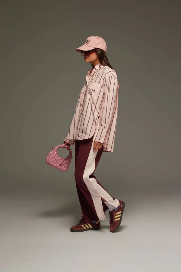 Elysian Collective Araminta James Alpine Cotton Stripe Shirt Light Blush