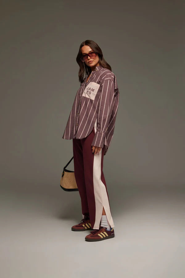 Elysian Collective Araminta James Alpine Stripe Shirt Red Wine