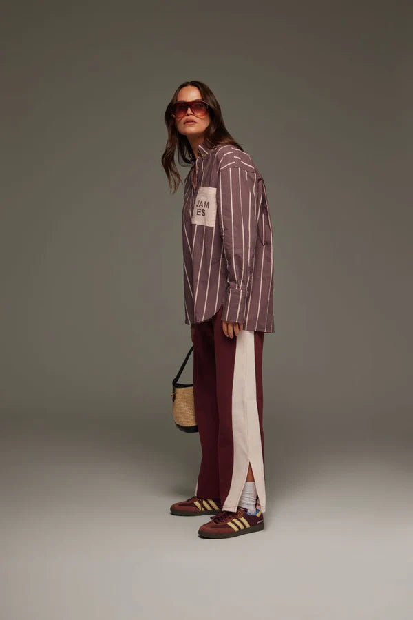 Elysian Collective Araminta James Alpine Stripe Shirt Red Wine