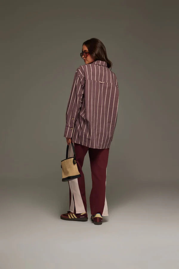 Elysian Collective Araminta James Alpine Stripe Shirt Red Wine
