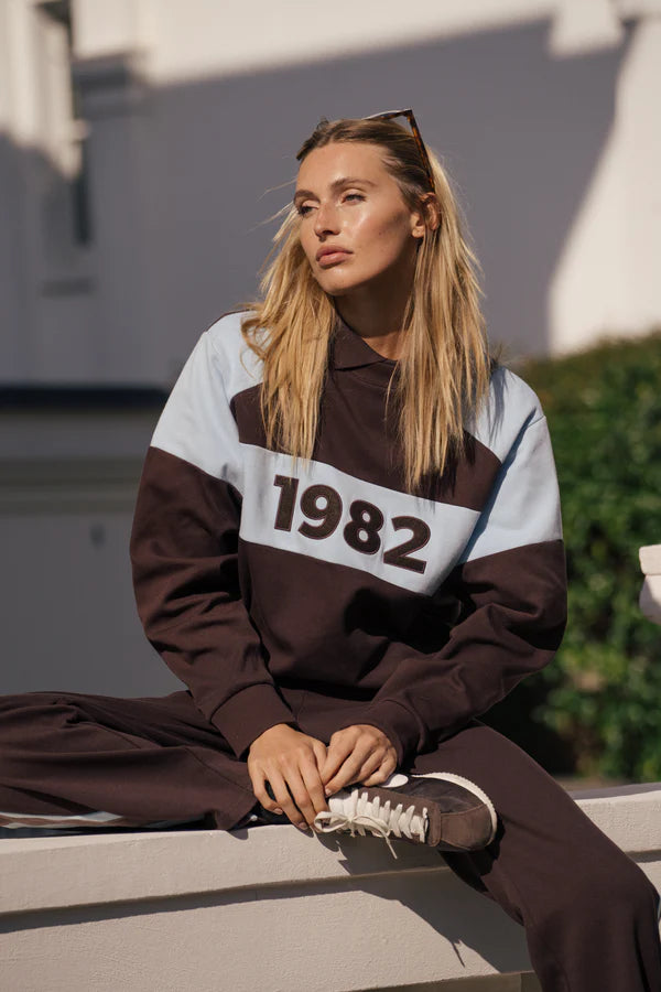 Elysian Collective Araminta James 1982 Contrast Knit Sweater Espresso