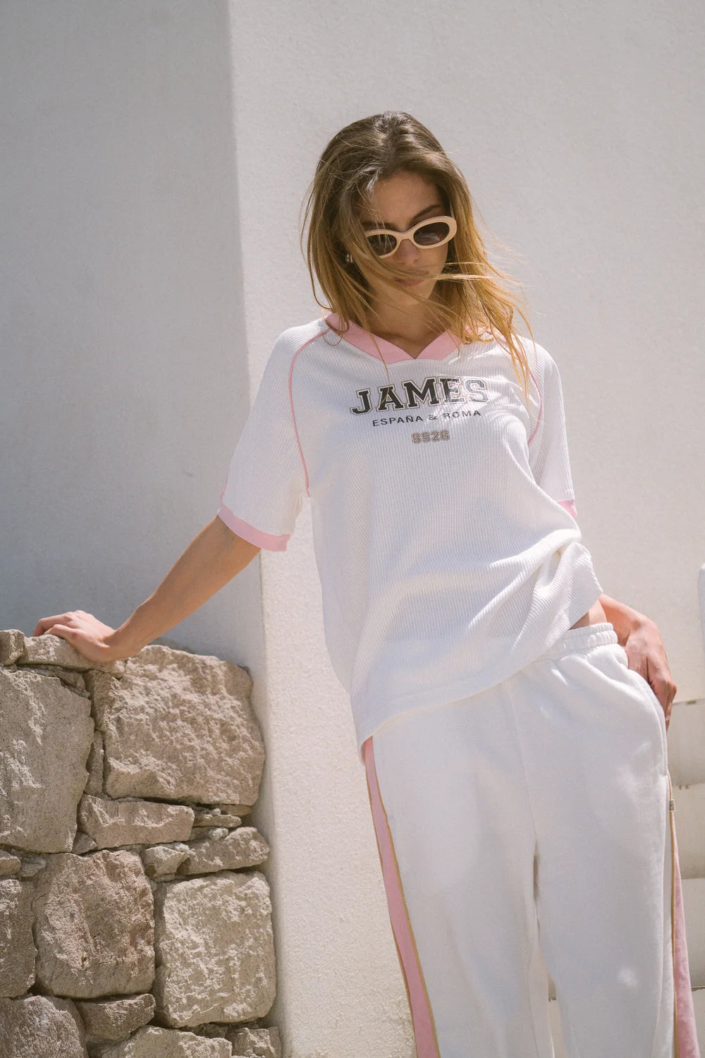 Elysian Collective Araminta James James College Waffle Tee Snow