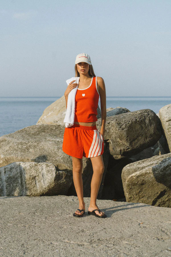 Elysian Collective Araminta James Manzana Rib Tank Apple Red