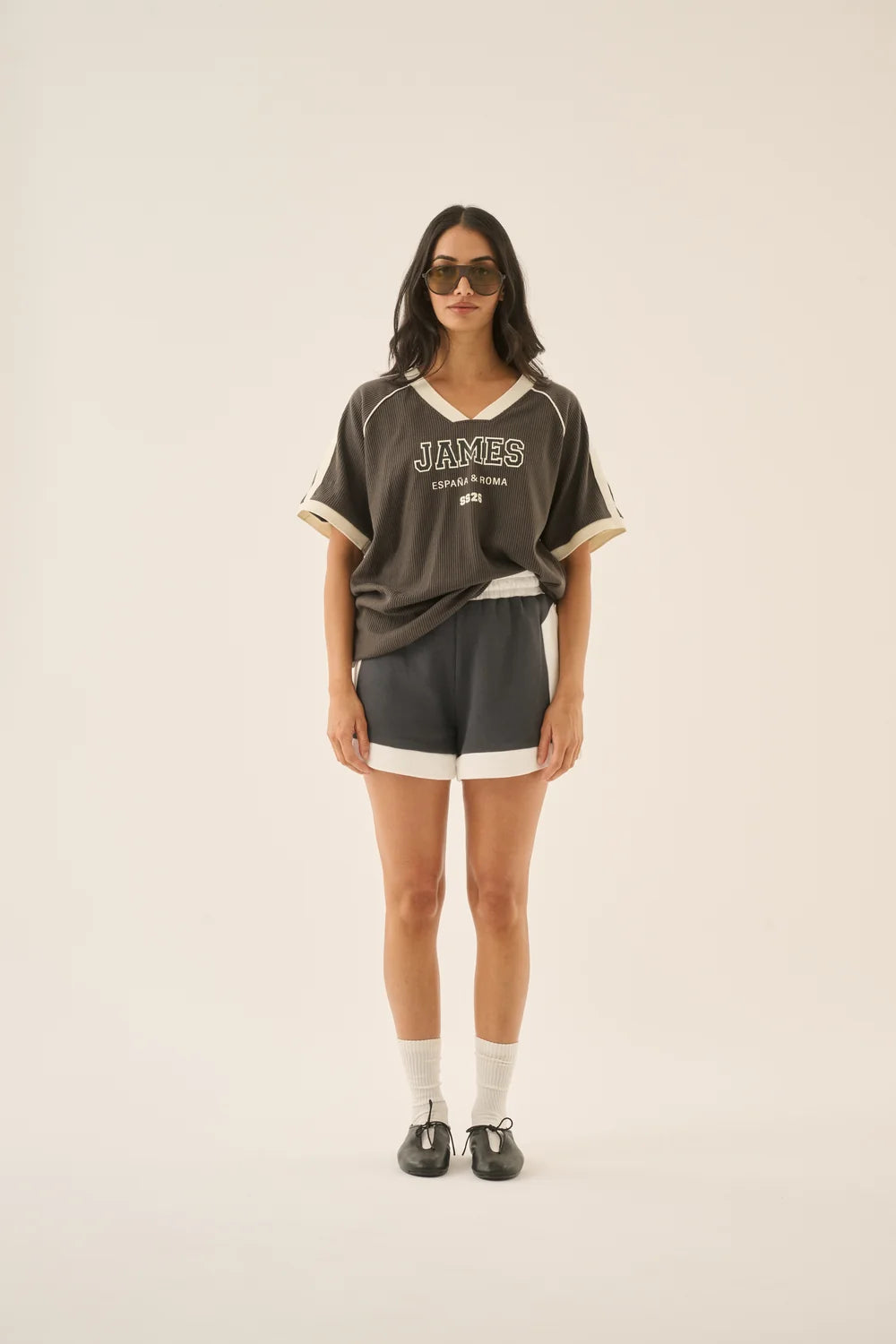 Elysian Collective Araminta James Retro Track Short Washed Black
