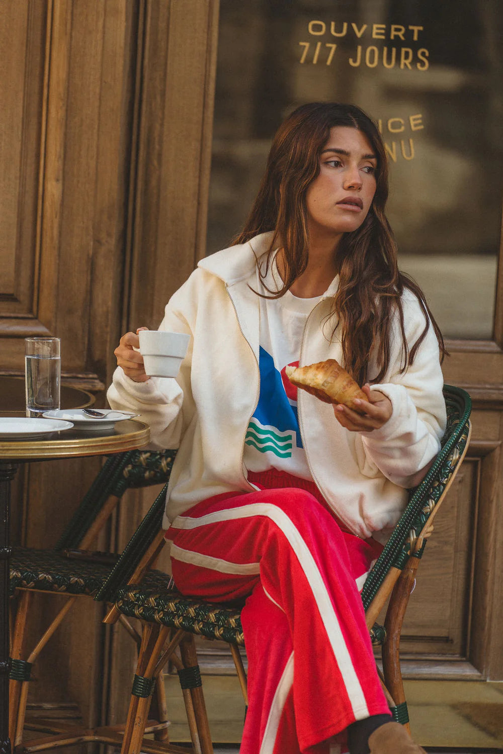 Elysian Collective Araminta James Sherpa Zip Through Jacket Coconut