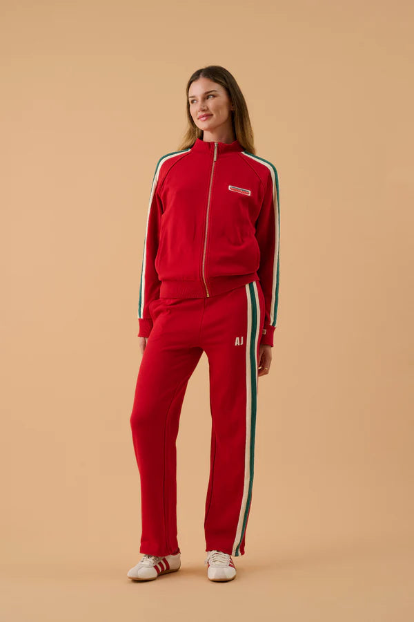 Elysian Collective Araminta James Retro Knit Zip Through Jacket Tango Red