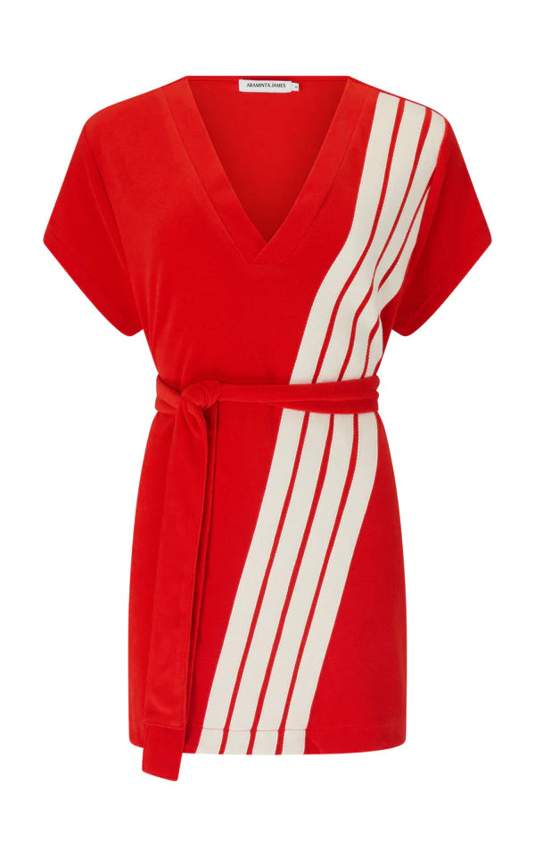 Elysian Collective Araminta James Tropiques Terry Towelling Dress Apple Red