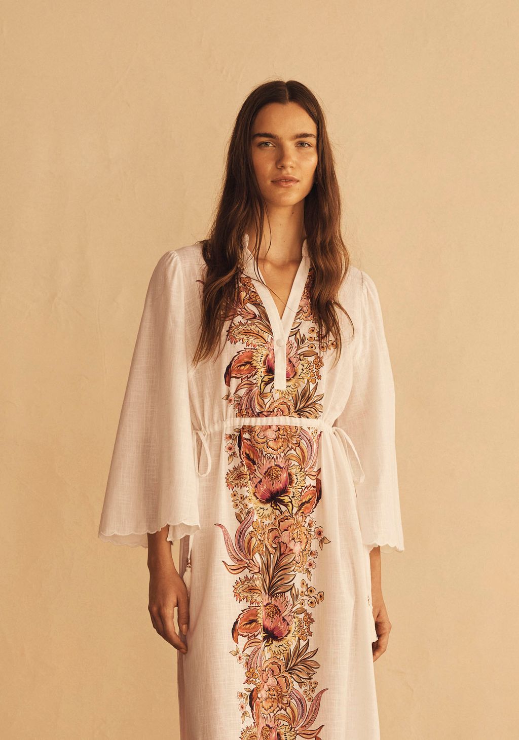 Elysian Collective Aur Ocea Belle Fiora Trellis Scallop Tunic Dress