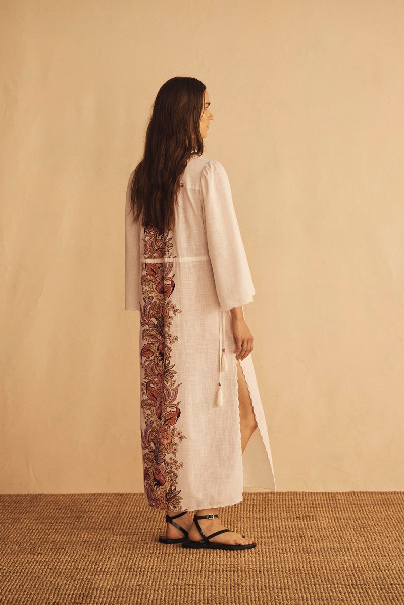 Elysian Collective Aur Ocea Belle Fiora Trellis Scallop Tunic Dress