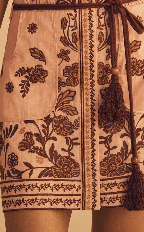 Elysian Collective Aur Ocea Infiorata Embroidered Mini Shirt Dress