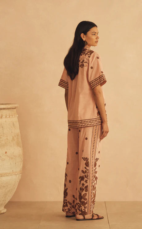 Elysian Collective Aur Ocea Infiorata Embroidered Straight Leg Pant