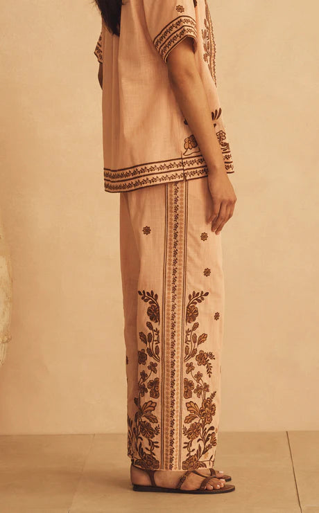 Elysian Collective Aur Ocea Infiorata Embroidered Straight Leg Pant