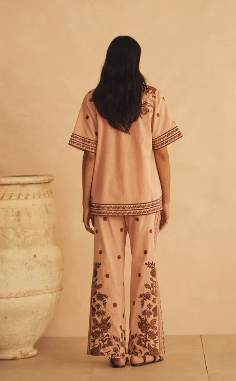 Elysian Collective Aur Ocea Infiorata Embroidered Straight Leg Pant