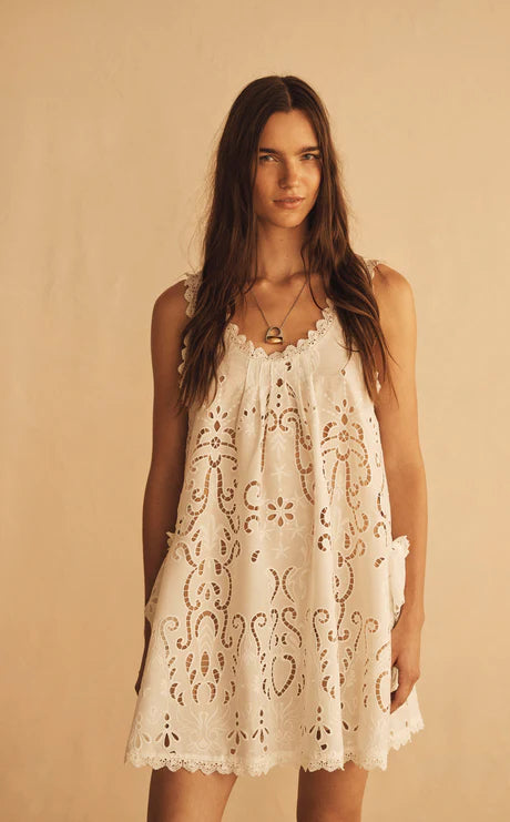 Elysian Collective Aur Ocea Merletti Lace Swing Maxi Dress White