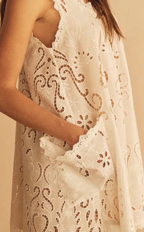 Elysian Collective Aur Ocea Merletti Lace Swing Maxi Dress White