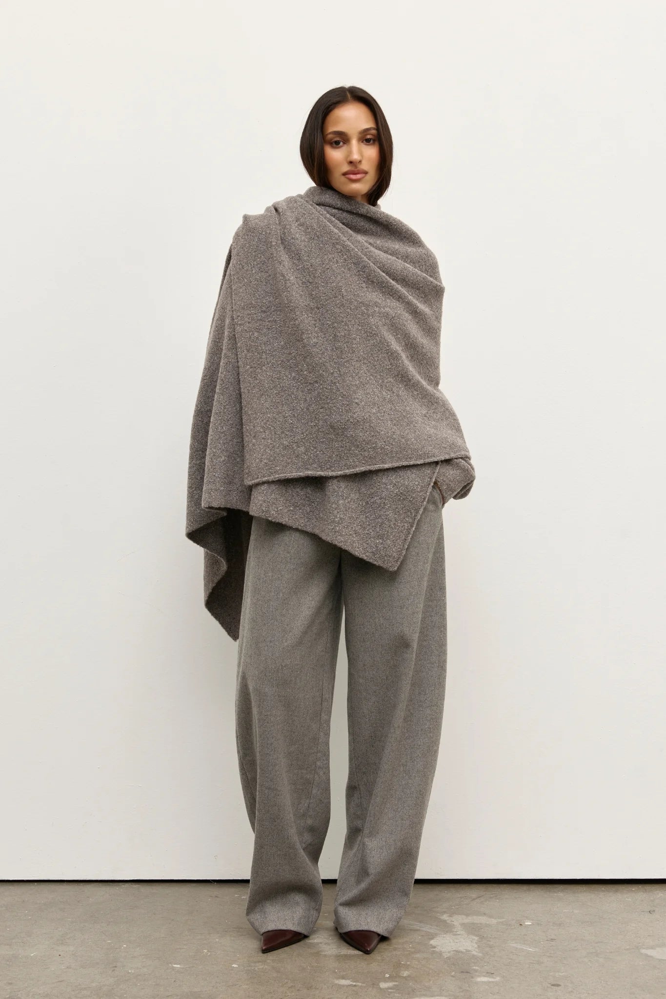 Elysian Collective Bayse Brand Soba Scarf Soft Beige Grey