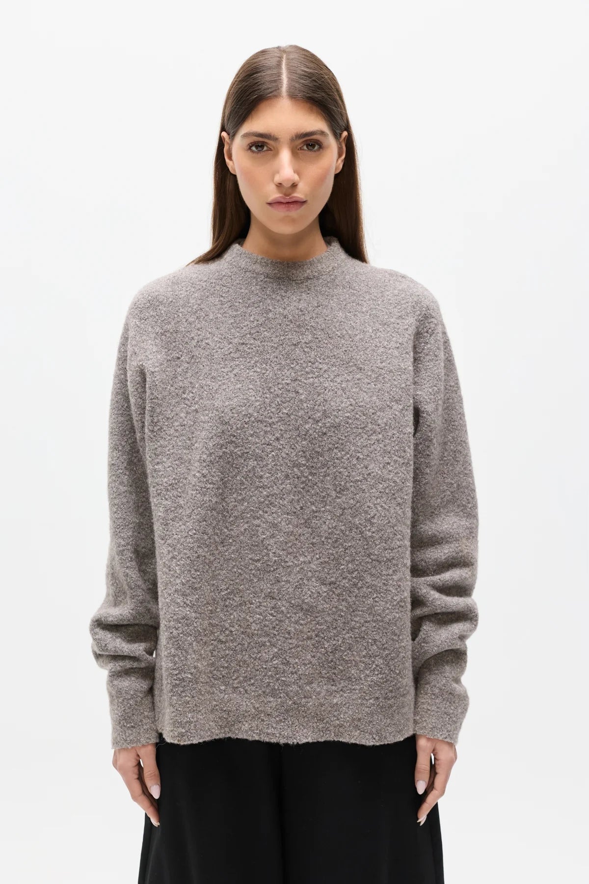 Elysian Collective Bayse Brand Stella Crew Neck Beige Grey