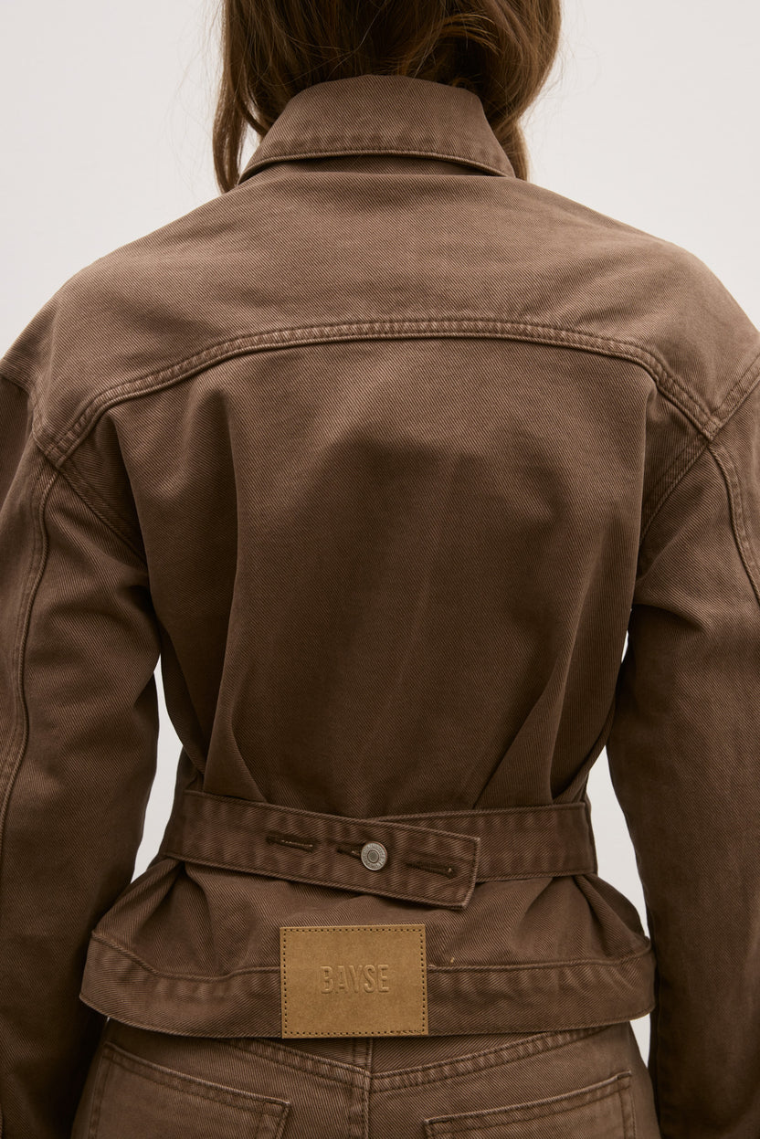 Elysian Collective Bayse Brand Violet Denim Jacket Chocolate