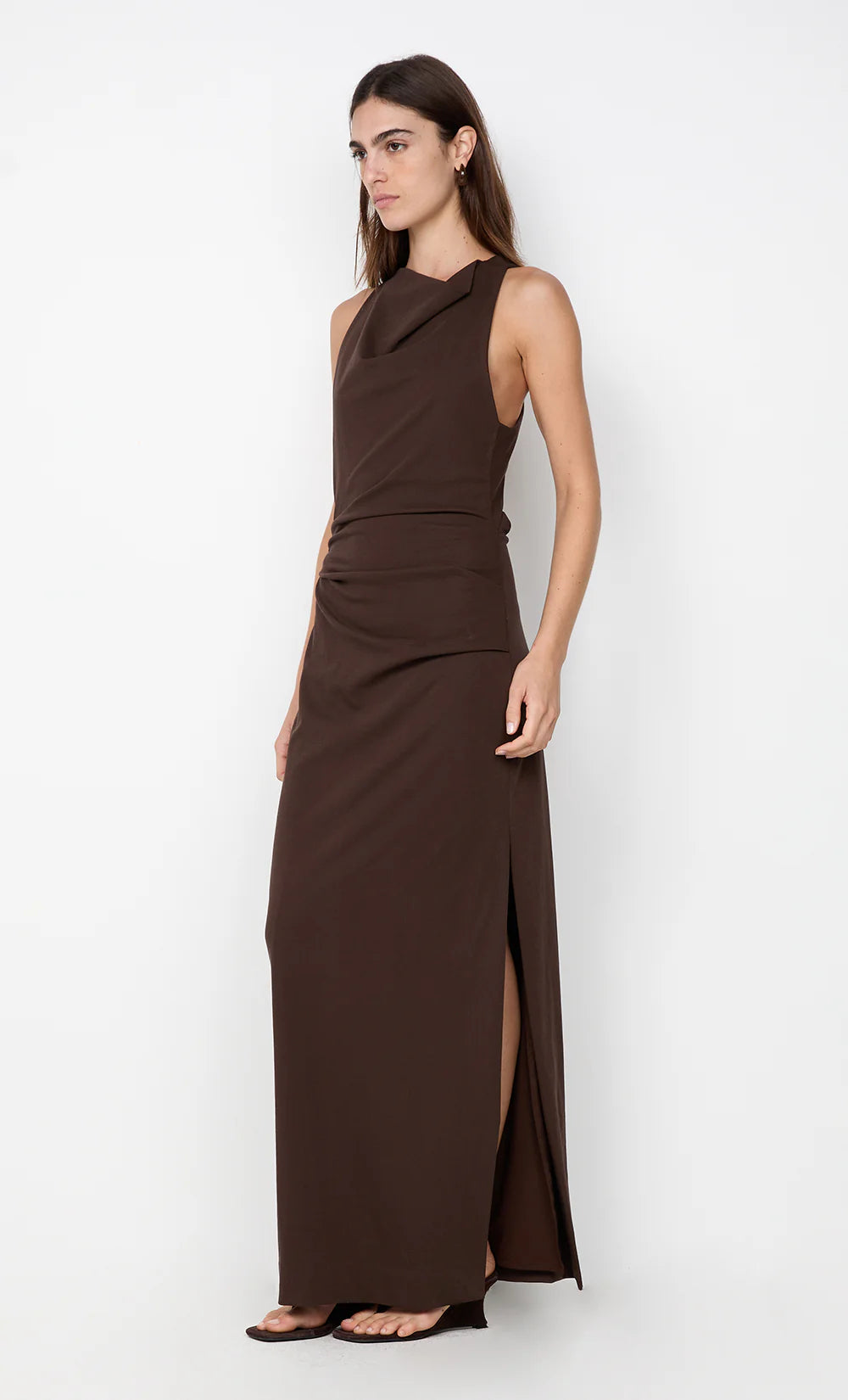 Elysian Collective Bec + Bridge Annetta Cowl Midi Dress Dark Chocolate