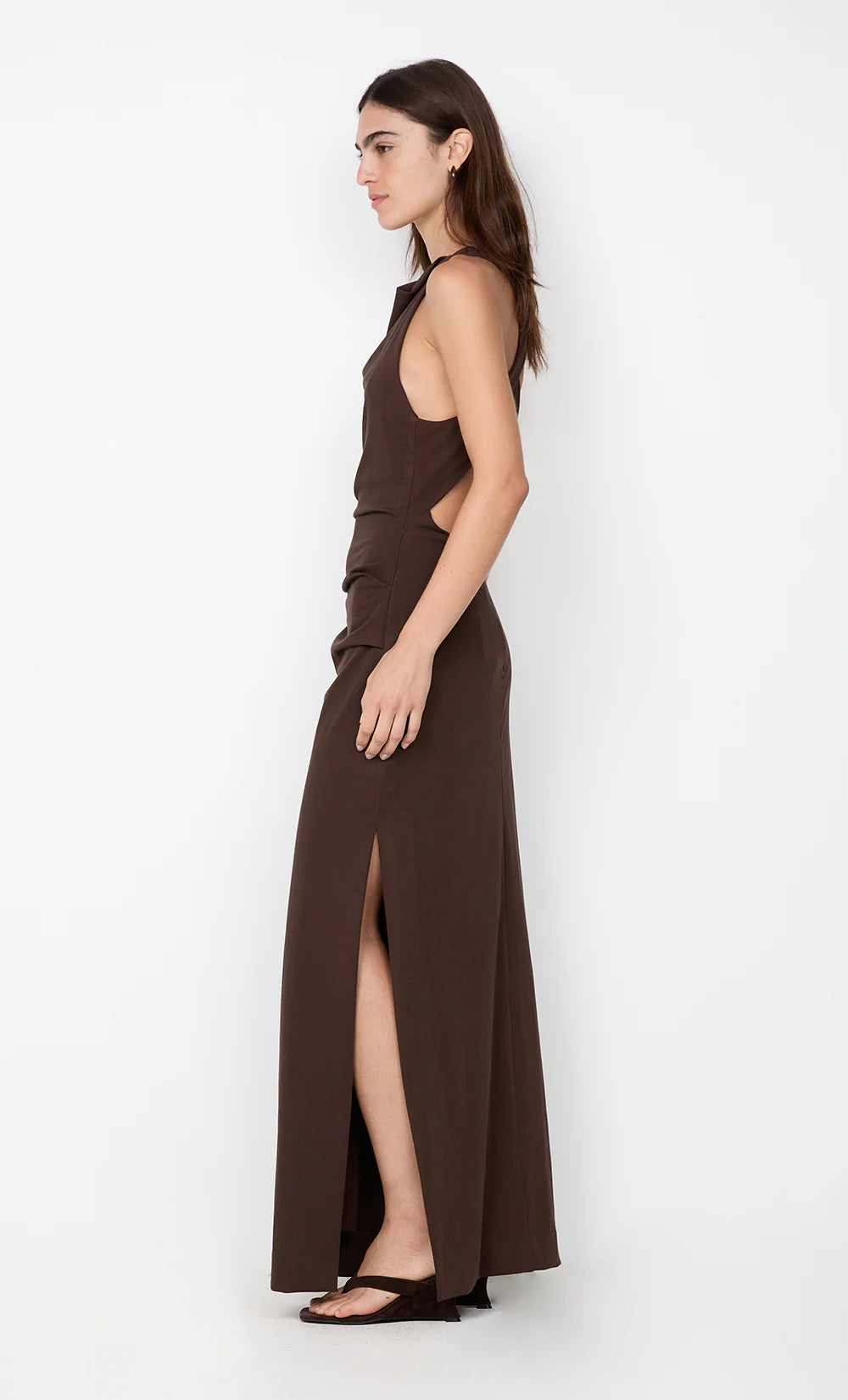 Elysian Collective Bec + Bridge Annetta Cowl Midi Dress Dark Chocolate