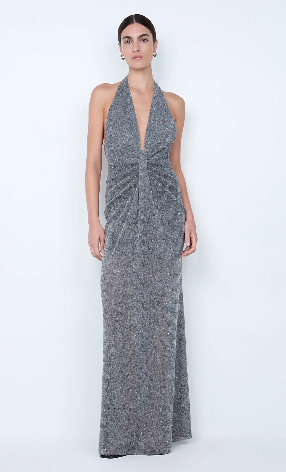 Elysian Collective Bec and Bridge Astra Drape Maxi Dress Chrome