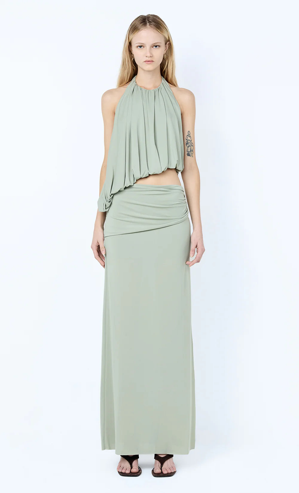 Elysian Collective Bec And Bridge Cadence Racer Maxi Dress Pistachio