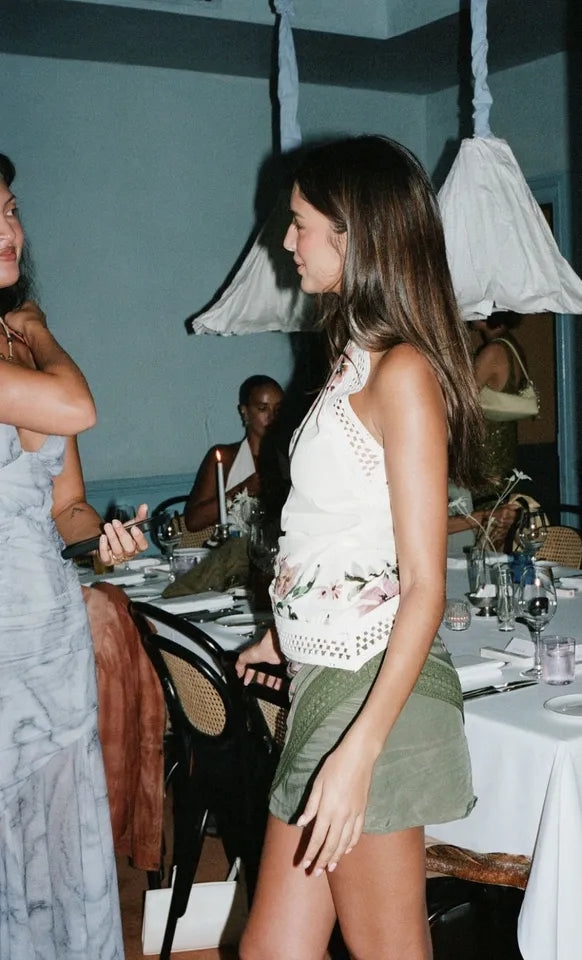 Elysian Collective Bec + Bridge Camelia Mini Skirt Olive Gardenia