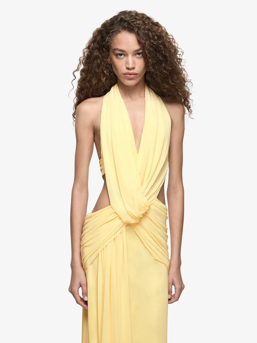 Elysian Collective Bec + Bridge Charlize Halter Dress Lemon Cream