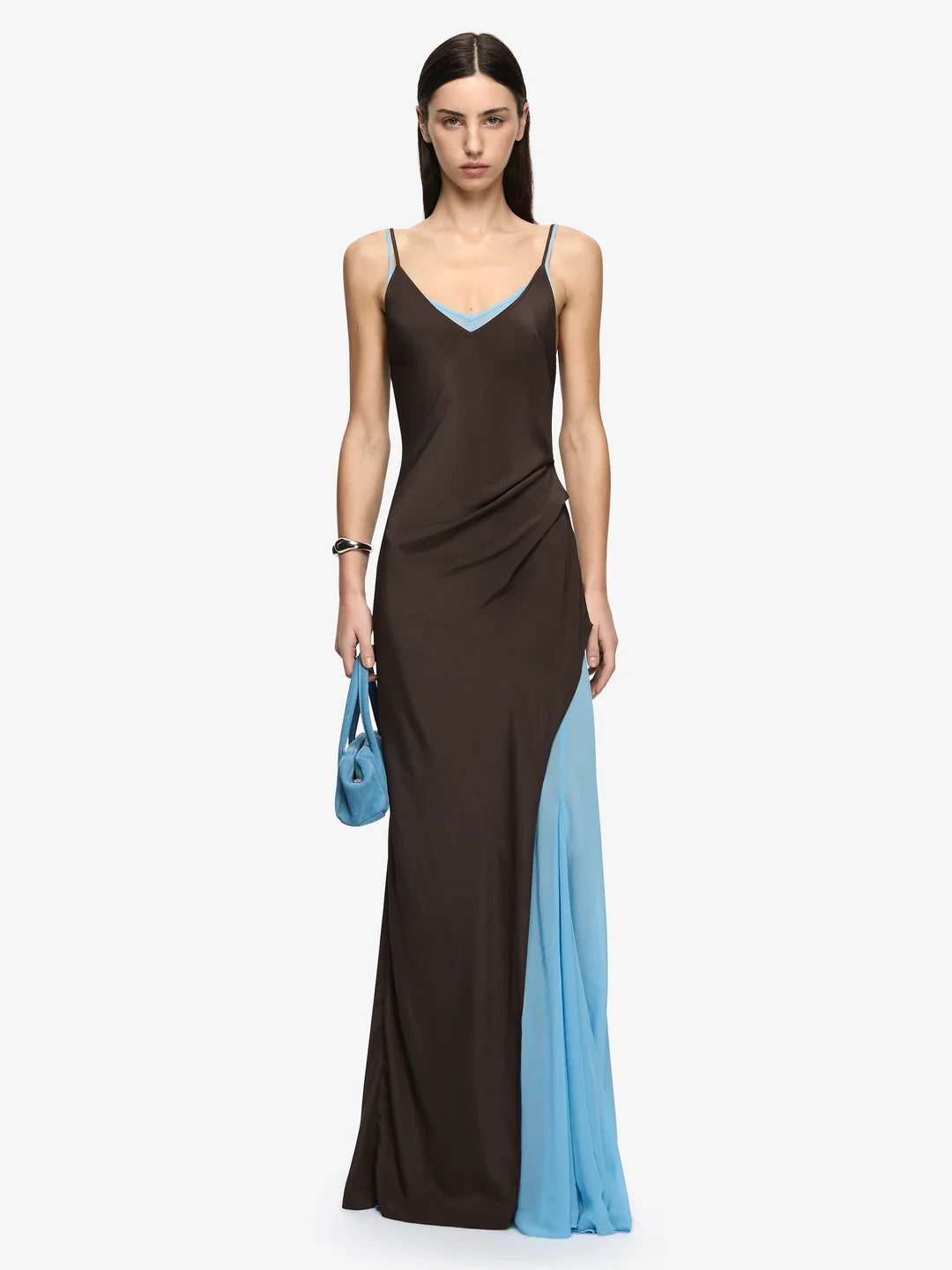 Elysian Collective Bec + Bridge Clio Layered Maxi Dress Bitter Choc Azure Blue