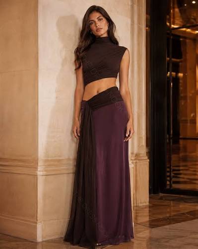 Elysian Collective Bec + Bridge Conni Maxi Dress Aubergine Dark Choc