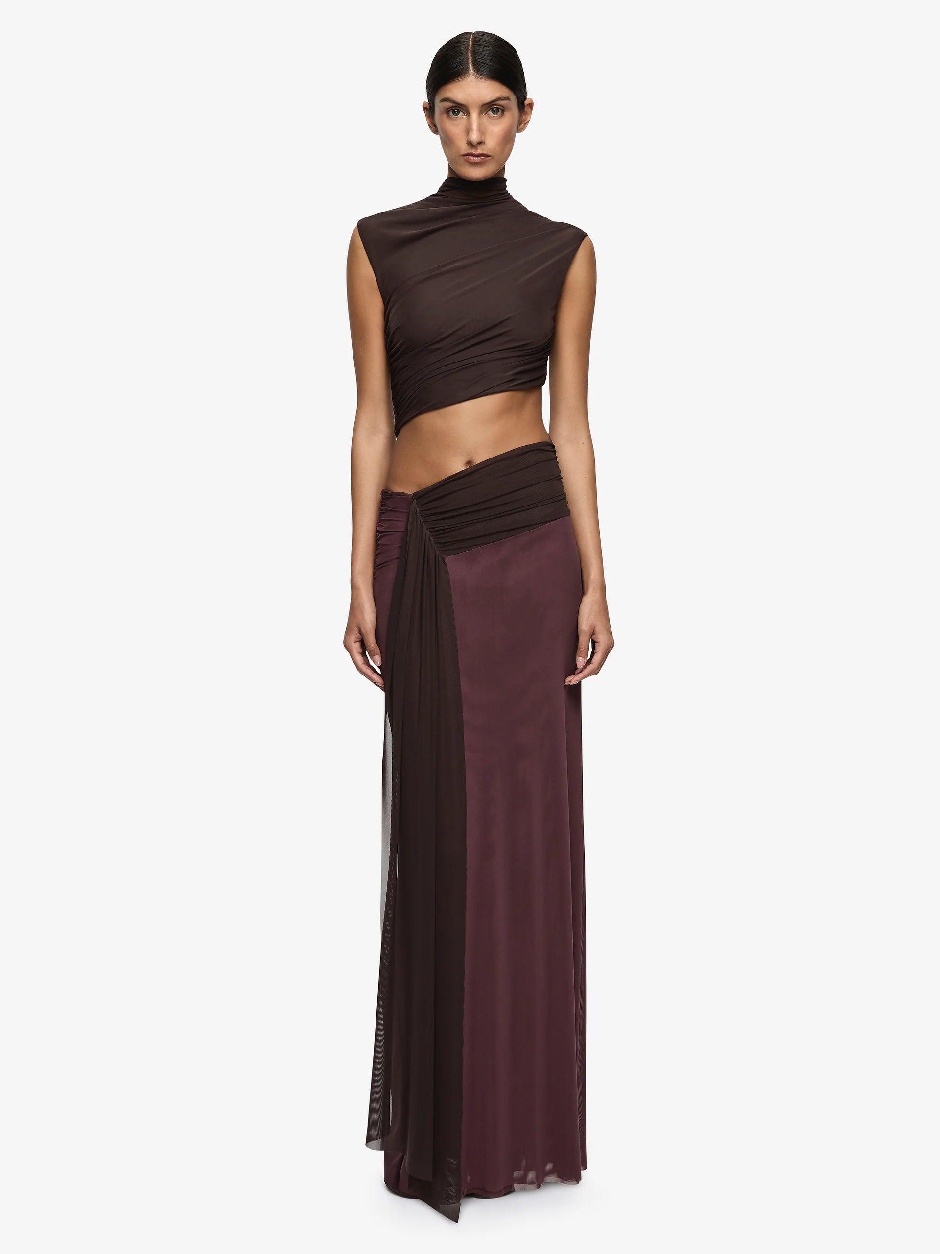 BEC + BRIDGE - CONNI MAXI DRESS (AUBERGINE/DARK CHOC)