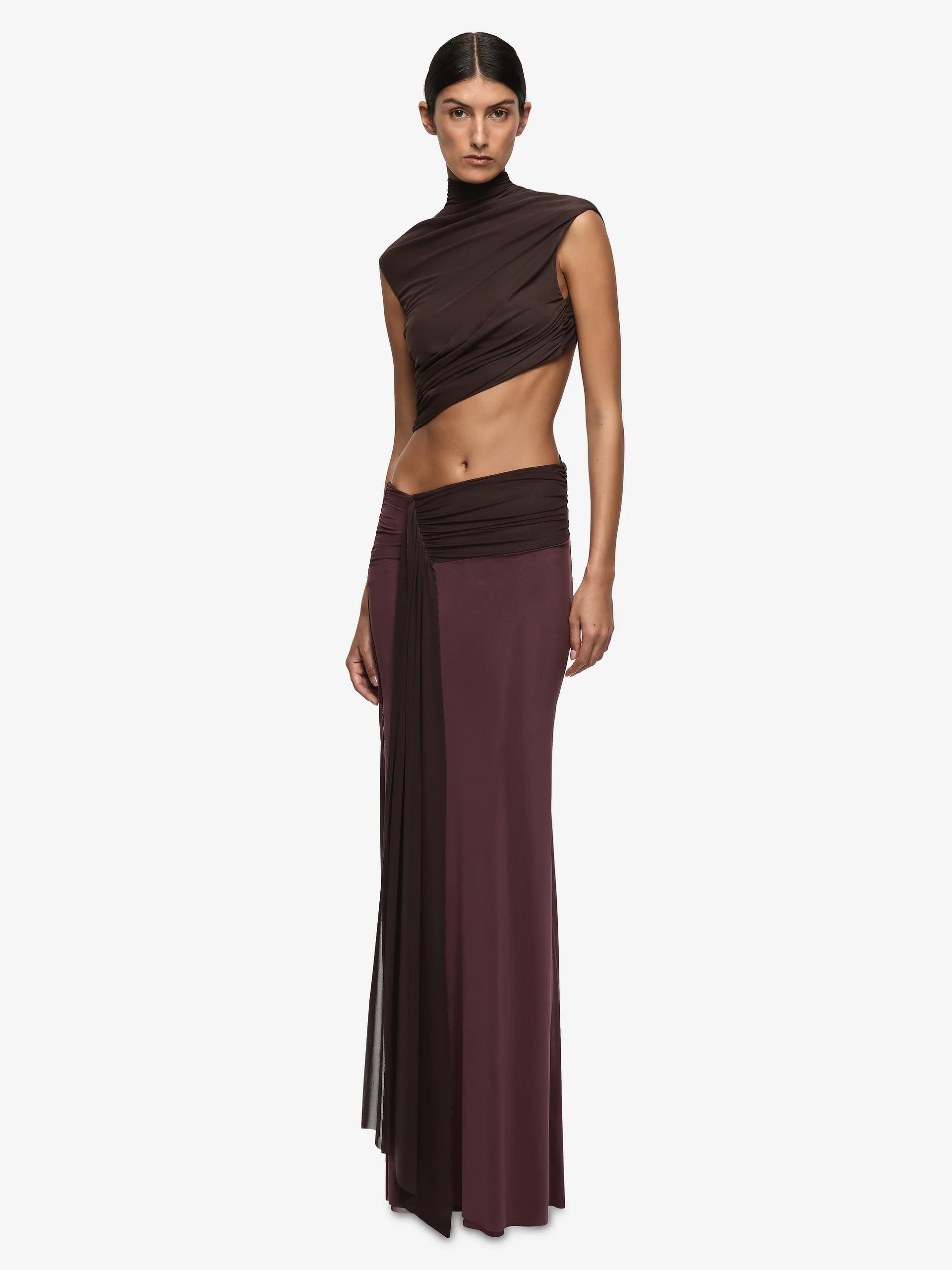 BEC + BRIDGE - CONNI MAXI DRESS (AUBERGINE/DARK CHOC)