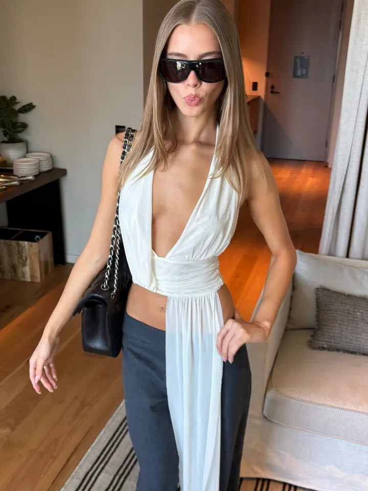 BEC + BRIDGE - EVA DRAPED TOP (SNOW)